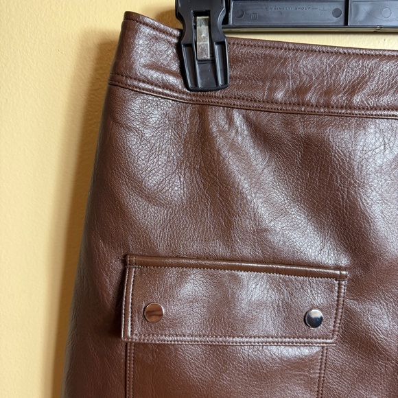 NWOT Melissa Nepton Damia faux leather mini skirt. Rare chocolate color. Large - Picture 3 of 8